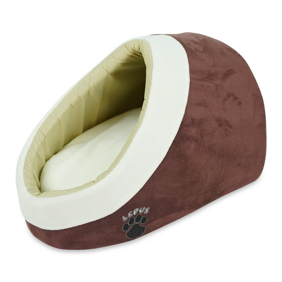 SUSSEXHOME Pets 13.8 x 17.7 x 13.8 Inches Washable Dog Bed for Small Dogs - Cozy Pet Tent Design Plush Dog Cave Bed - Semi Covered Hooded Cat Bed - ROSE