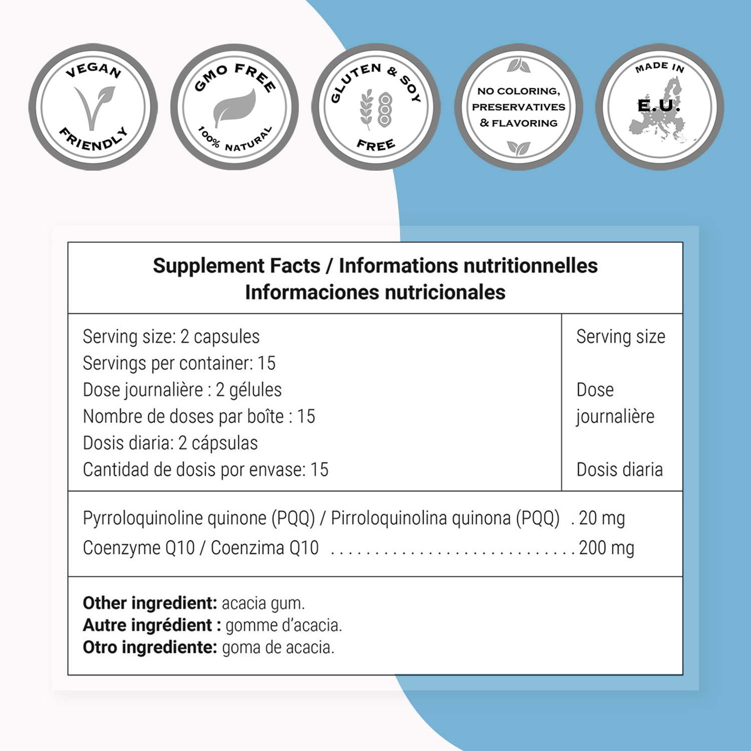 SuperSmart - PQQ & Q10 (CoQ10) - Mitochondrial Support - Cells Regeneration - Anti Aging & Antioxidant Supplement | Non-GMO & Gluten Free - 30 Vegetarian Capsules