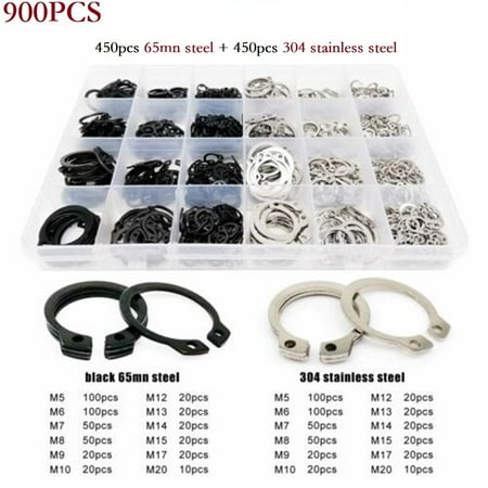 

900pc M5-M20 stainless 605 Steel Shaft Bearing Snap Ring C Type External Circlip