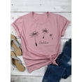 thumbnail image 5 of NFTOEIULA Women Dandelion Graphic Letter Print Crew Neck Short Sleeve T-Shirt, 5 of 7