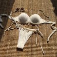thumbnail image 6 of Bikini Sets for Women Seashell Halter Tie Back Two Piece Swimsuit Color Block Triangle Bathing Suit, 6 of 9