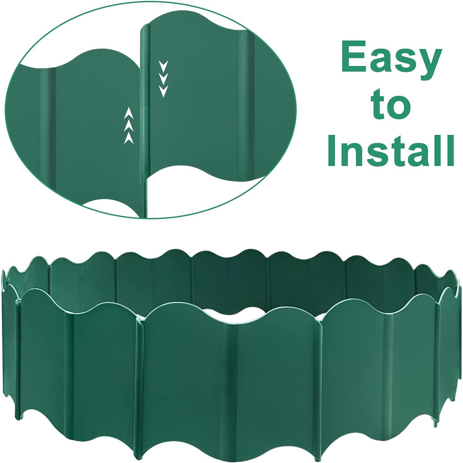 Bxaolu 10Pcs Garden Edging Border, 4.9Ft Plastic No Dig Landscape Borders, 5.5" Tall Interlock Decorative Gardens Fences Edging, Flexible Lawn Flower Bed Border, for DIY Patio Walkway Yard