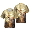 thumbnail image 3 of Camisa hawaiana con la frase "Father Over Fear" de Jesús, de manga corta, para hombre y mujer, para playa, de verano, con estampado floral, 2024, 3 of 5