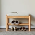 thumbnail image 5 of Wood Shoe Bench,2-Tier Storage Bench with Cushion Padded Seat,Entryway Bench with Shoe Storage, Small Bench for Entryway,Living Room (23.62inch, Natural Color), 5 of 6