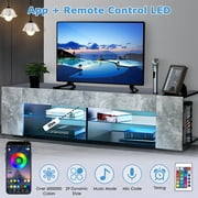 Hommpa LED TV Stand TV Cabinet for TVs up to 65 with Side Bookshelf and 4 Open Shelves Modern Television Media Console Entertainment Center