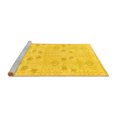 thumbnail image 2 of Ahgly Company Machine Washable Indoor Round Abstract Yellow Modern Area Rugs, 3' Round, 2 of 4