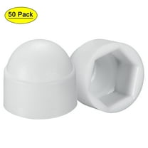 Uxcell Plastic Dome Nut Protection Cap Covers, M8 Nut Cover White 50 Pack