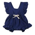 thumbnail image 1 of Newborn Baby Girl Ruffle Solid Color Romper Bodysuit 0-24 Months, 1 of 2
