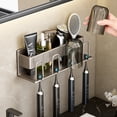 thumbnail image 4 of Toothbrush Shelf No Punching Wall Mounted Space Aluminum Antirust Electric Toothbrush Cosmetics Shelf Toilet Bathroom Accessorie (Black gold 4), 4 of 7