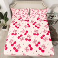 thumbnail image 2 of Castle Fairy Kawaii Cherry Bow Tie 4Pcs Bed Sheets for Children Girls,Stars Print King Sheets,Dreamy Princess Super Cozy Sheet Set,Microfiber Bedroom Decor, 2 of 7