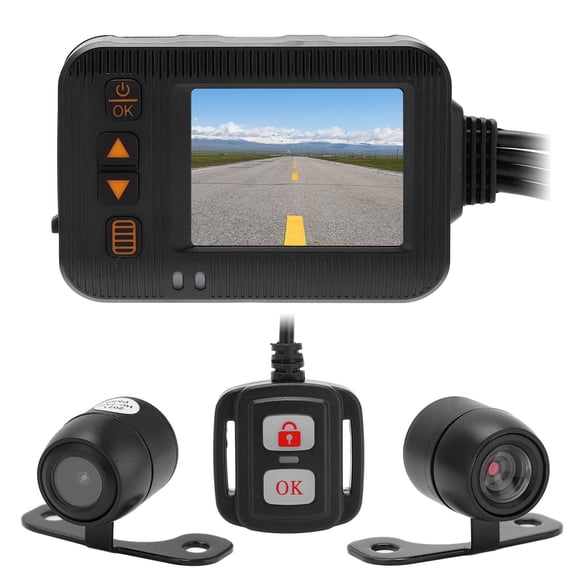 Driving DVR, Recording Front Rear Dash Cam 1080P+720P Dual Lenses Waterproof 2in Screen For Motorcycle