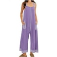 thumbnail image 5 of UVEASISHA Summer Casual Romers for Women Waffle Knit Sleeveless Wide Leg Pants Overalls Baggy Comfy Jumpsuits Purple S, 5 of 6