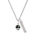 thumbnail image 1 of Delight Jewelry Silvertone Lime Green Dots on Black Spinner Silvertone Fearless Bar Charm Necklace, 23", 1 of 4