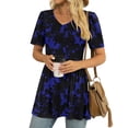 thumbnail image 3 of JuneFish Women's Summer Short Sleeve Tunic Tops Pleated Casual V-Neck Blouse, 3 of 5