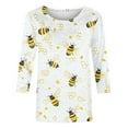 thumbnail image 4 of LYEAA Ladies' Three Quarter Sleeve Festival Blouse Round Neck Bee Print Casual Top Lightweight Breathable for Outdoor Activities Yellow XXXXL, 4 of 5