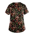 thumbnail image 4 of Puntoco Moda para mujer Camisetas de manga corta con cuello en V Uniforme de trabajo Estampado de Navidad con tops de blusa de bolsillo Puntoco Puntoco-1919, 4 of 5