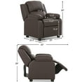 thumbnail image 2 of Gymax Fauteuil Inclinable de Luxe Rembourré pour Enfants avec Appuie-Tête, avec Rangement, Brun, 2 of 9