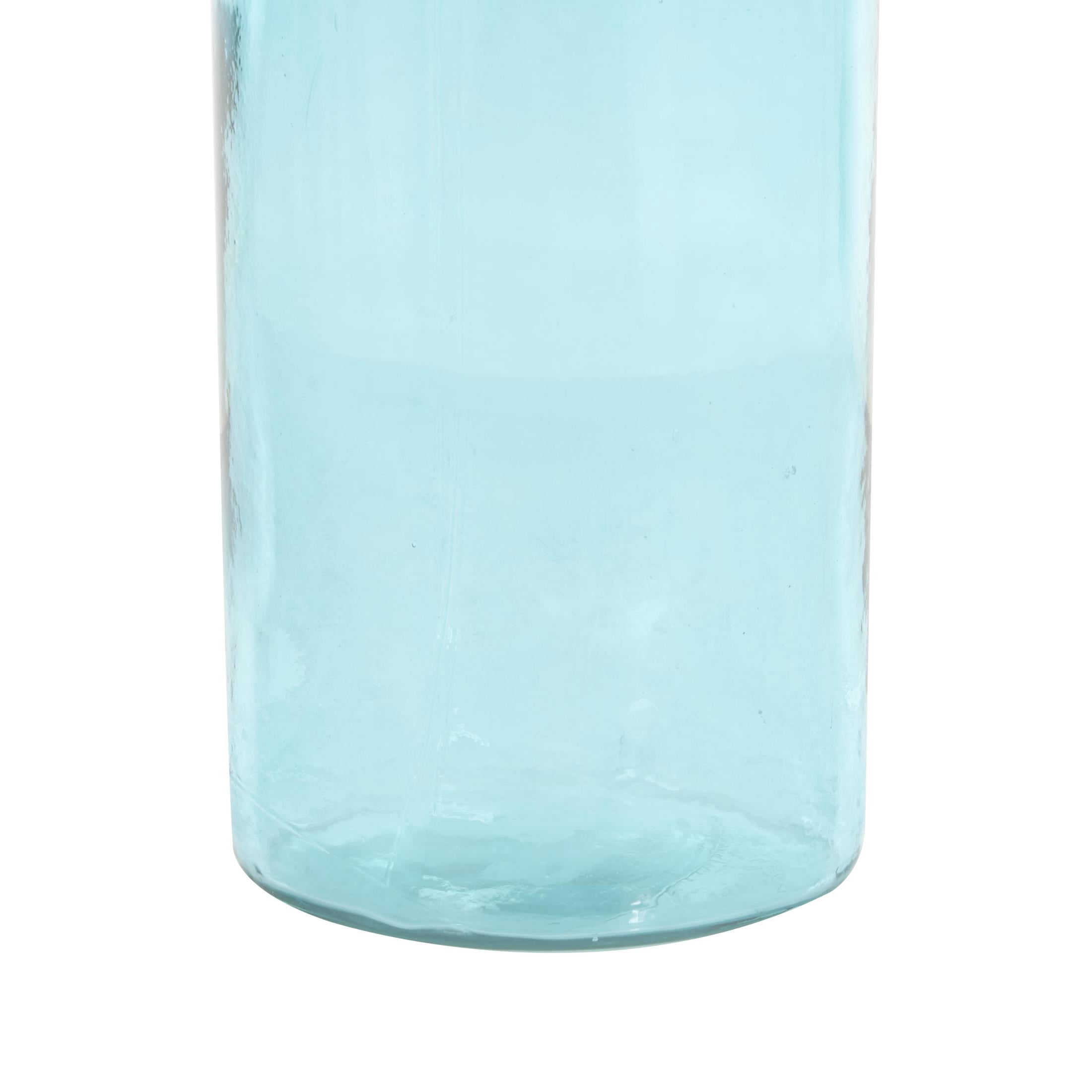 DecMode 29" Handmade Tall Spanish Bottle Neck Ombre Teal Recycled Glass Vase