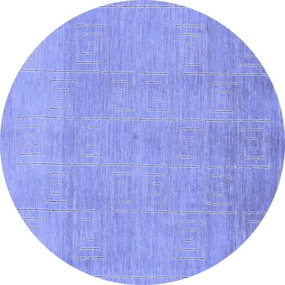 Ahgly Company Indoor Round Abstract Blue Modern Area Rugs, 7' Round
