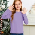 thumbnail image 4 of Otqutp Toddler Boys Girls Top Autumn Turtleneck Lapel Buckle Long Sleeved T Shirt Birthday School Toddler Solid Long Sleeve Lightweight Blouse(2-Purple,13-14 Years), 4 of 8
