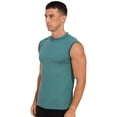 thumbnail image 3 of DPOIS Men's Compression Mock Neck Sleeveless Muscle T-Shirt Athletic Workout Fitness Sports Tops Dark Green M, 3 of 5