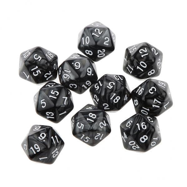 4x 10pcs Dados De Veinte Caras D20 Jugando D&D RPG Juegos De Fiesta Dados Negro Sunnimix Dado