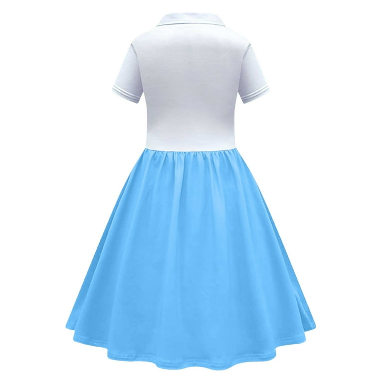 Oqasdz Girls' Dresses Kids Child Short Sleeve Poodle Skirt Sock Hop Trendy Party Dance Performance Princess Dress Size 18 M-24 M, Girl's, Size: 100 (
