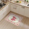 thumbnail image 2 of ODIKA 3'x5' Washable Throw Rug Stain Resistant, Low Profile, Non-Slip Bowknot Pink Coquette Centered Ribbon Short Haired Bows for Entryway, Kitchen, Mudroom, 2 of 7