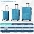 thumbnail image 3 of Costway 3PCS Hardside Luggage Set (20/24/28 Inch) with 8-Spinner Wheels, 3-Digital Lock Blue, 3 of 10