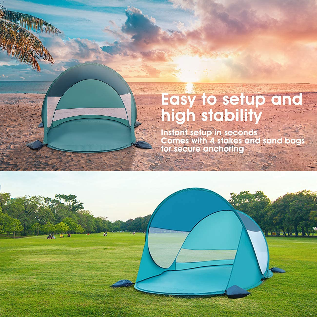 iSiLER UV Protection Pop Up Beach Tent, Windproof