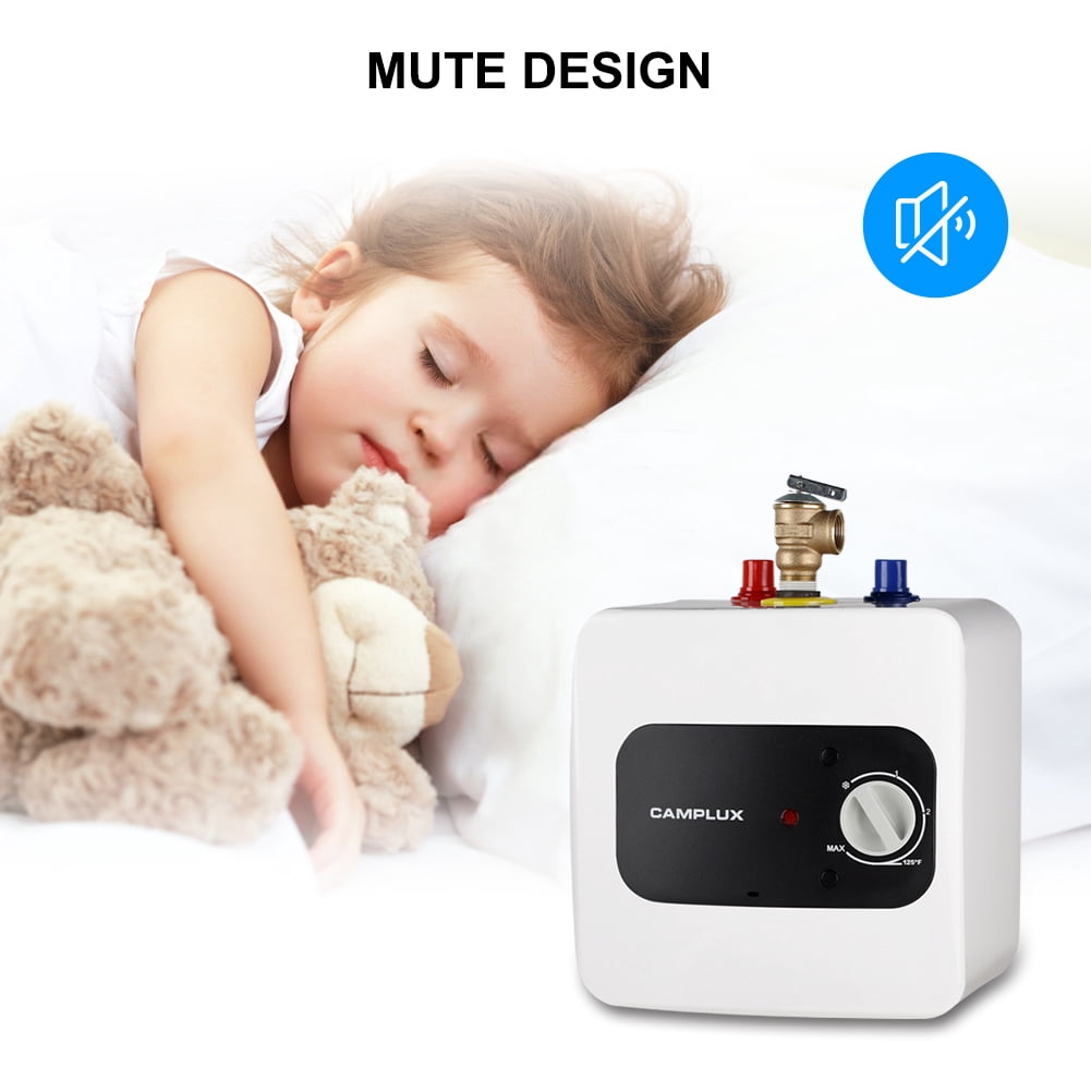 CAMPLUX 1.3 Gallons 1.44kW Mini Tank Electric Water Heater , Under Sink Water Heater with Cord Plug