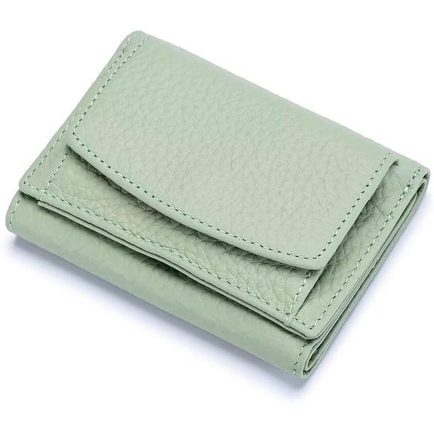 LHSHID Small Wallet for Women Genuine Leather RFID Blocking Card Holder Minimalist Tri-fold Cash Wallet with Snap Coin Pouch