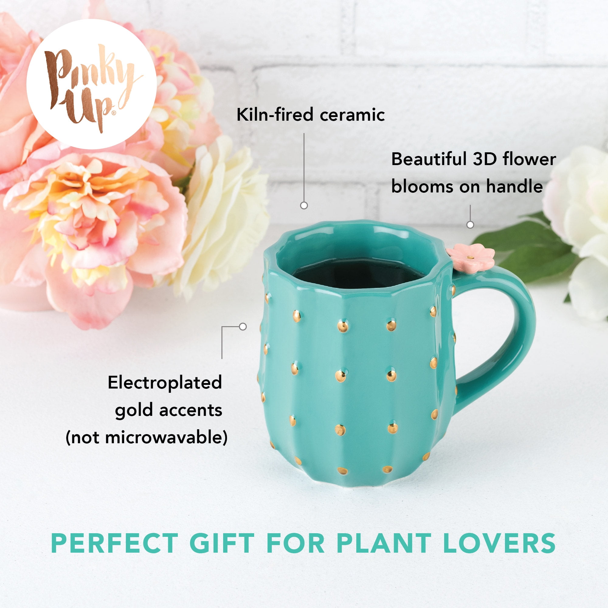 Pinky Up, Cactus Ceramic Mug, 12 oz, Coffee Tea Milk at Home Office -  Walmart.com