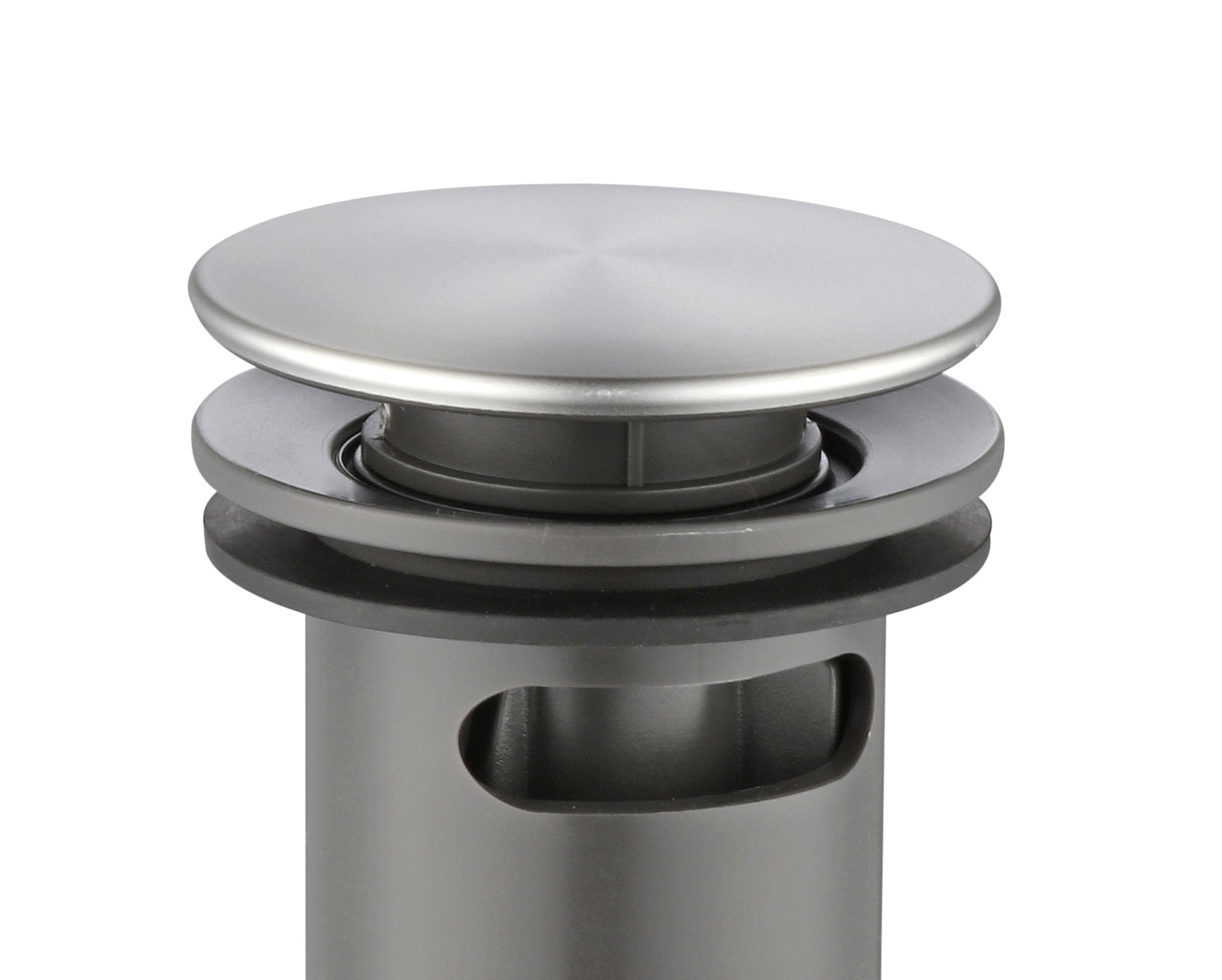 Mainstays Push Pop-Up Drain with Overflow in Satin Nickel