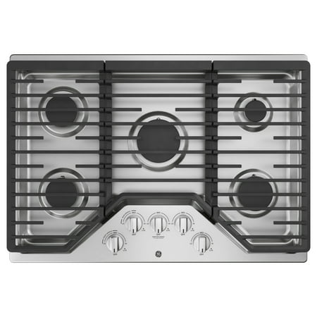JGP5030SLSS 30" Gas Cooktop with 5 Sealed Burners  Recessed Cooktop  Heavy Duty Grate  in Stainless