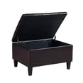 thumbnail image 4 of Storage Ottoman, Lift Top Bed Bench Oversize Cocktail Footrest Stool in Upholstered Faux Leather, Large Square Coffee Table for Living Room Bedroom, 33.86"L x 26"W x 18.1"H, Dark Brown, 4 of 7