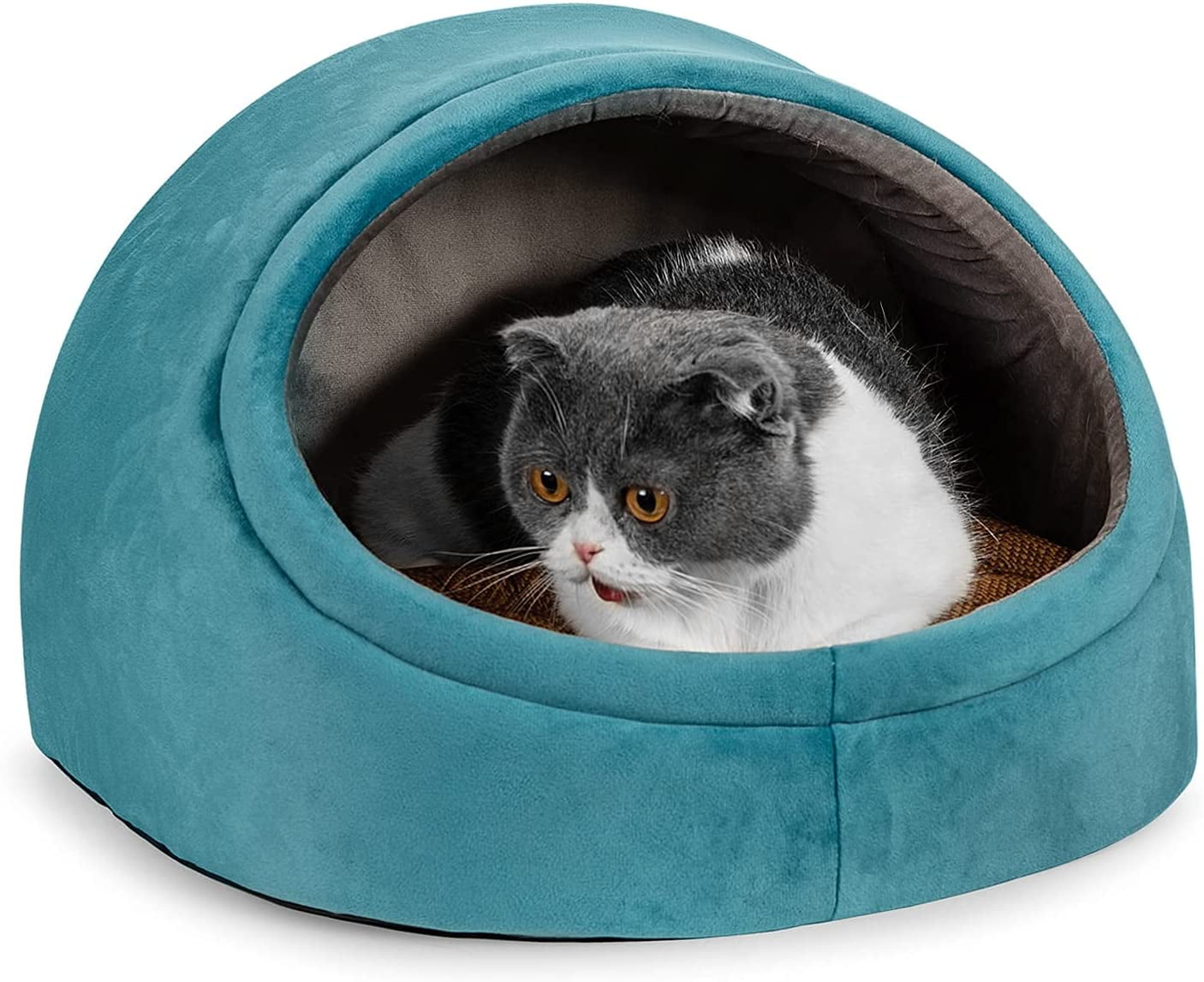Pet Cave Beds Indoor Outdoor Microfiber Cat Beds a Matching Removable Washable Cushioned Pillow Pad Non-Slip and Durable Cozy Kitten Bed