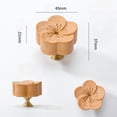 thumbnail image 2 of Gamvdout Cabinet Knobs 2Pcs Plum Blossom Shaped Log Single Hole Drawer Handle Wooden Cabinet Wardrobe Door Children'S Room Solid Wood Handle Beech Copper Foot, 2 of 6