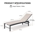 thumbnail image 6 of Crestlive Products Outdoor Chaise Lounge Chair, 5-Position Adjustable Patio Recliner, Outdoor Lounge Furniture Perfect for Patio, Beach, Yard, Pool, Beige, 6 of 7