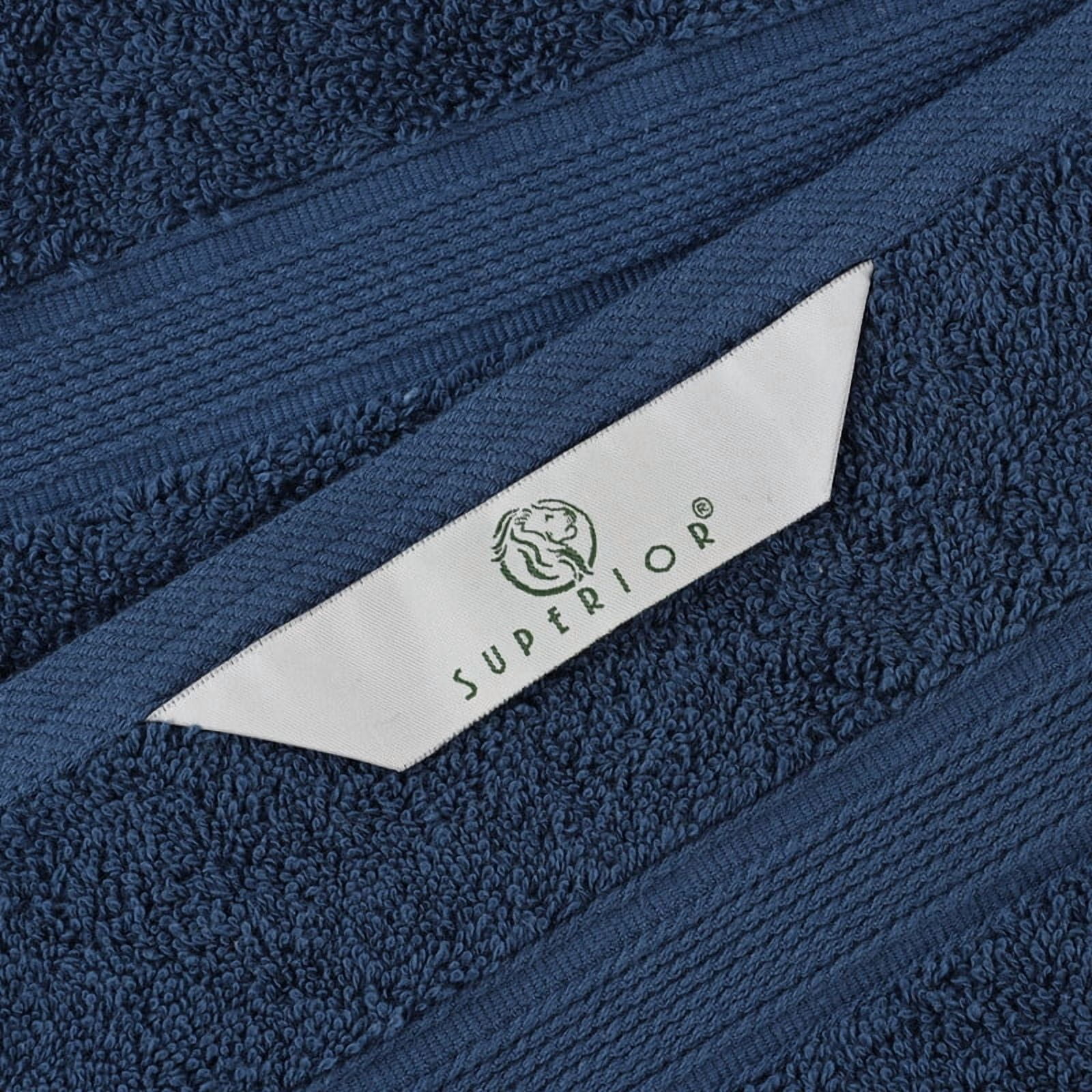 Superior Oregon Organic Cotton 6 Piece Hand Towel Set, Soft Medium Weight Towels, Navy Blue