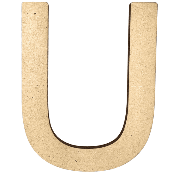 22" Tall MDF Letter U | 1/8" Thick | Krafty Supply Letters | Arial | Wooden Letter