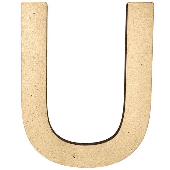 18" Tall MDF Letter U | 1/4" Thick | Krafty Supply Letters | Arial | Wooden Letter