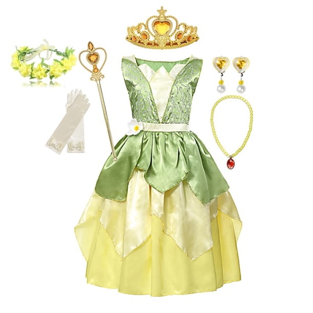 Disfraz de princesa y rana de cuento de hadas para niños niñas Cosplay princesa Tiana tutú vestidos de cumpleaños vestido de fiesta de graduación vestidos VestidoM Gao Jinjia LED