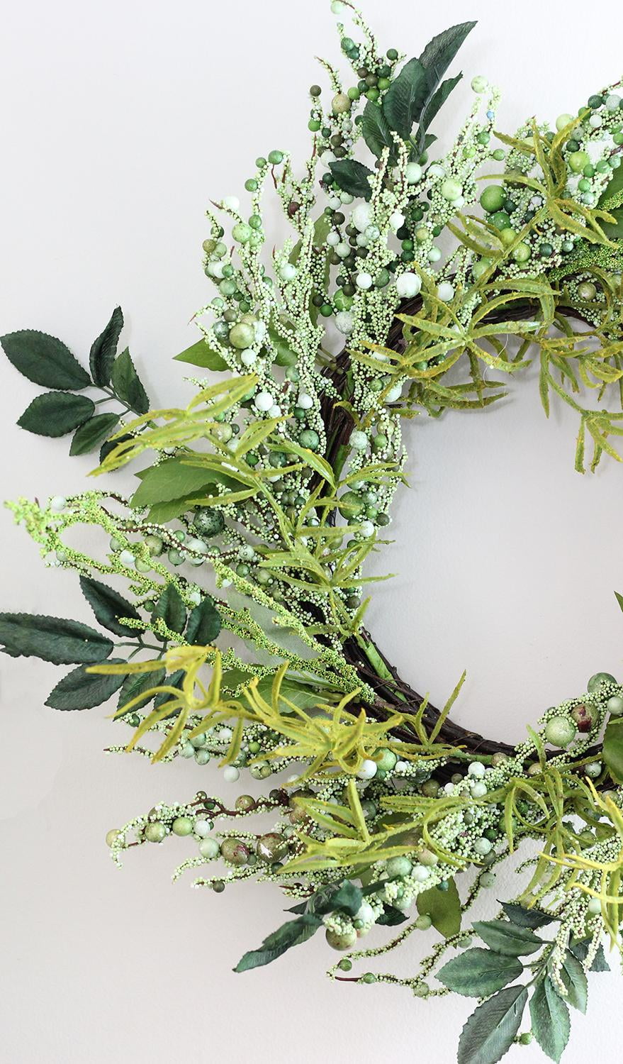 12" Green and Brown Decorative Mixed Berry Artificial Spring Floral Twig Wreath - Unlit