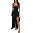 thumbnail image 2 of Faithtur Robe à Bretelles Spaghetti pour Femmes Robe d'Été Fendue avec Dentelle pour Cocktail Plage Mode Urbaine, 2 of 9