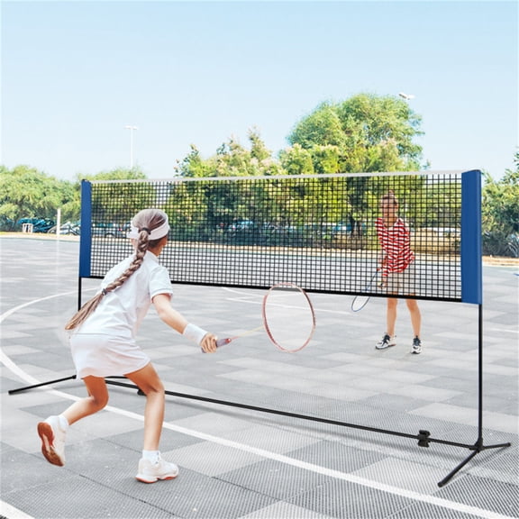 14ft Multi-Sport Net Set - Adjustable Height 33.5"-61" for Badminton Volleyball Pickleball  Tennis - Versatile Indoor Outdoor Game Net for Family  Friends