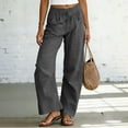 thumbnail image 4 of hlysgo Wide Leg Linen Pants for Women High Waisted Palazzo Pants Boho Summer Casual Loose Flowy Pant Trousers with Pockets Dark Gray,S, 4 of 5
