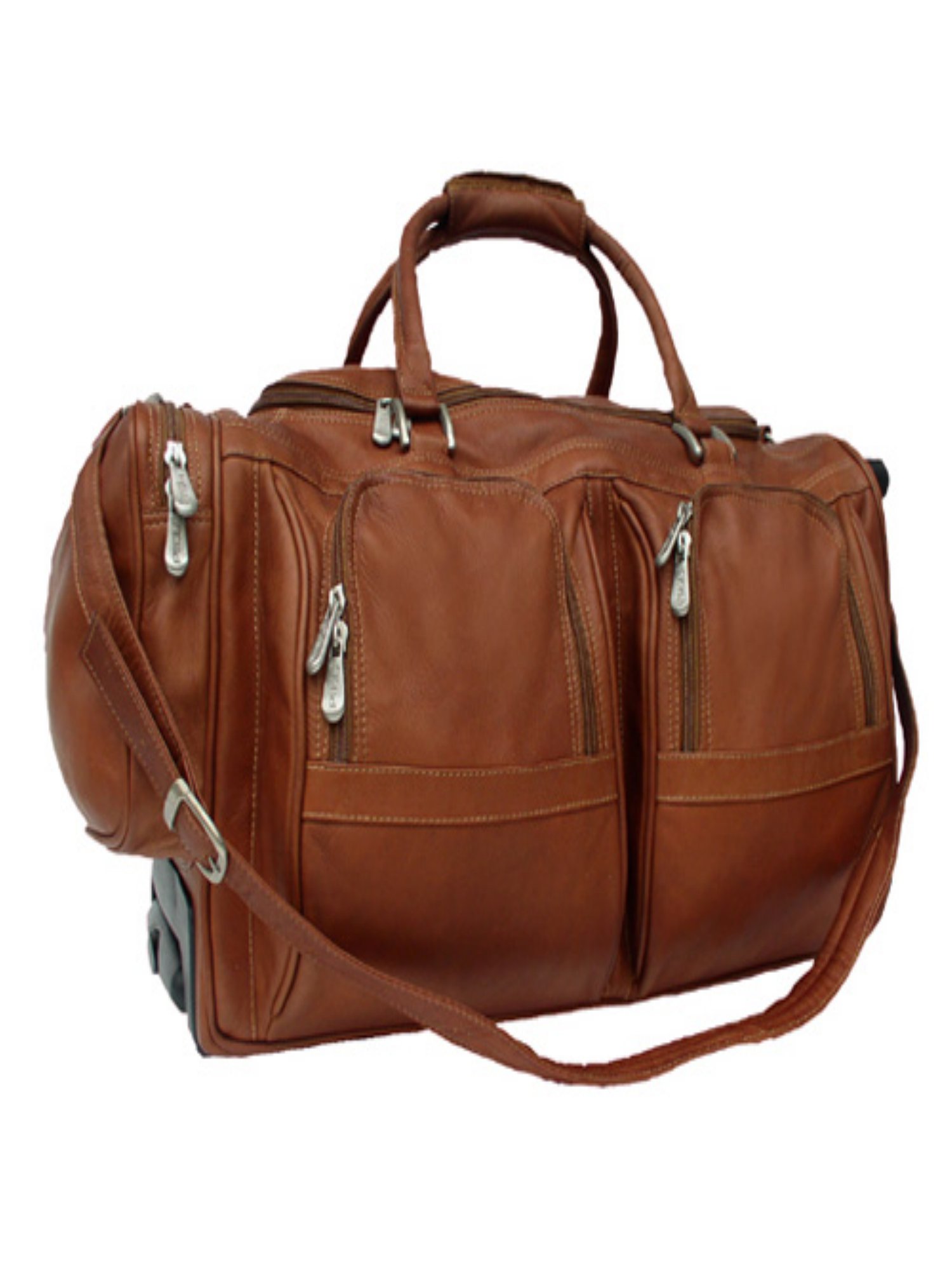 Piel Leather Duffel with Pockets on Wheels