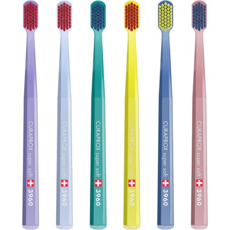 Curaprox Sensitive Supersoft Toothbrush CS 3960, 6 Pack, Colors May Vary
