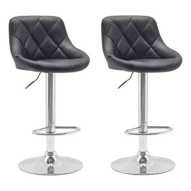 Set 2 Bancos Giratorios con Respaldo Alto Barra Desayunador Cocina color Negro